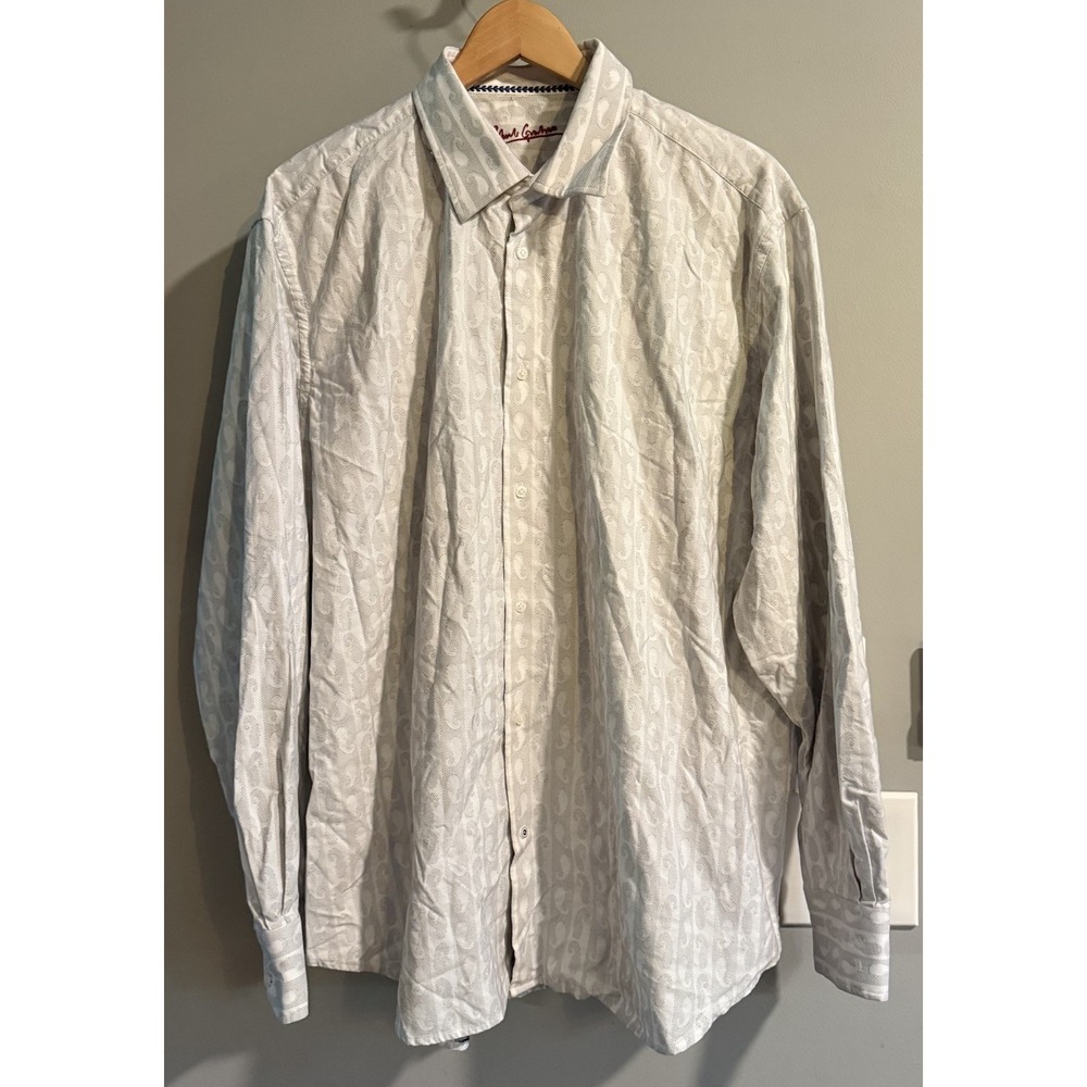 Robert Graham Shirt Paisley Stripe Button Up Dress Career Men's‎ XL
